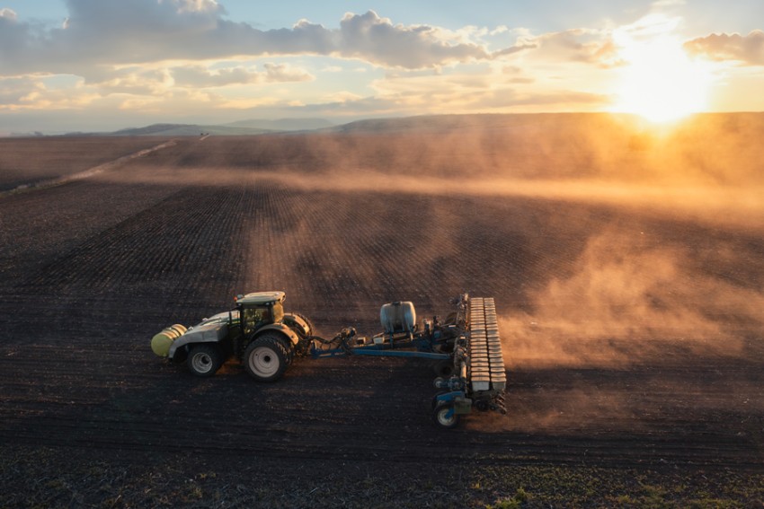 tractor plowing a field
