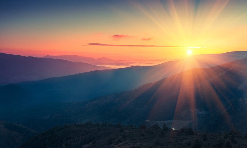 Sunset on mountains