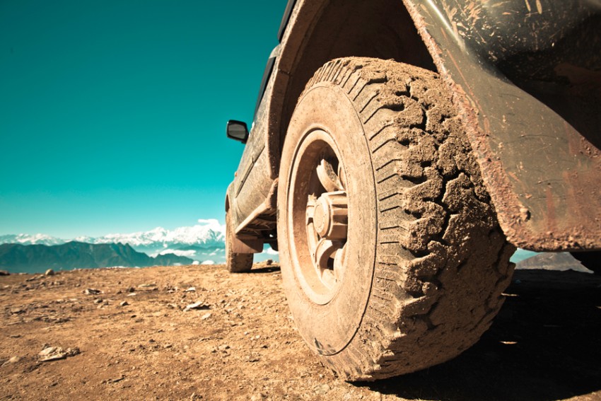 close up of muddy tire